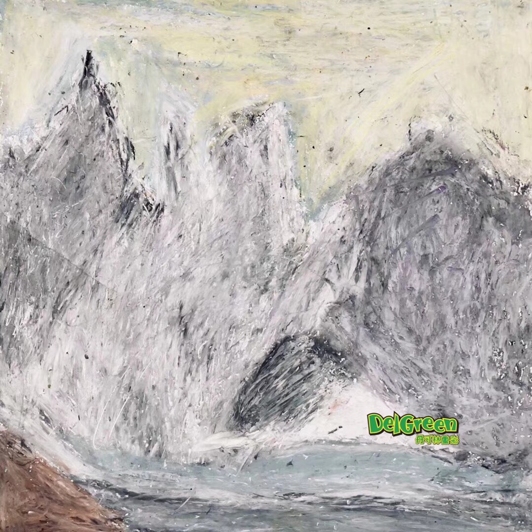 重彩油畫棒作品__山峰