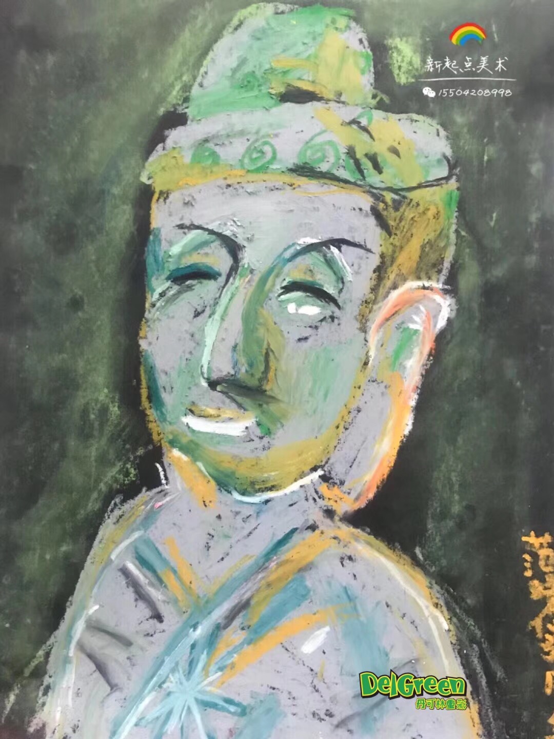 重彩油畫棒作品分享——佛頭像