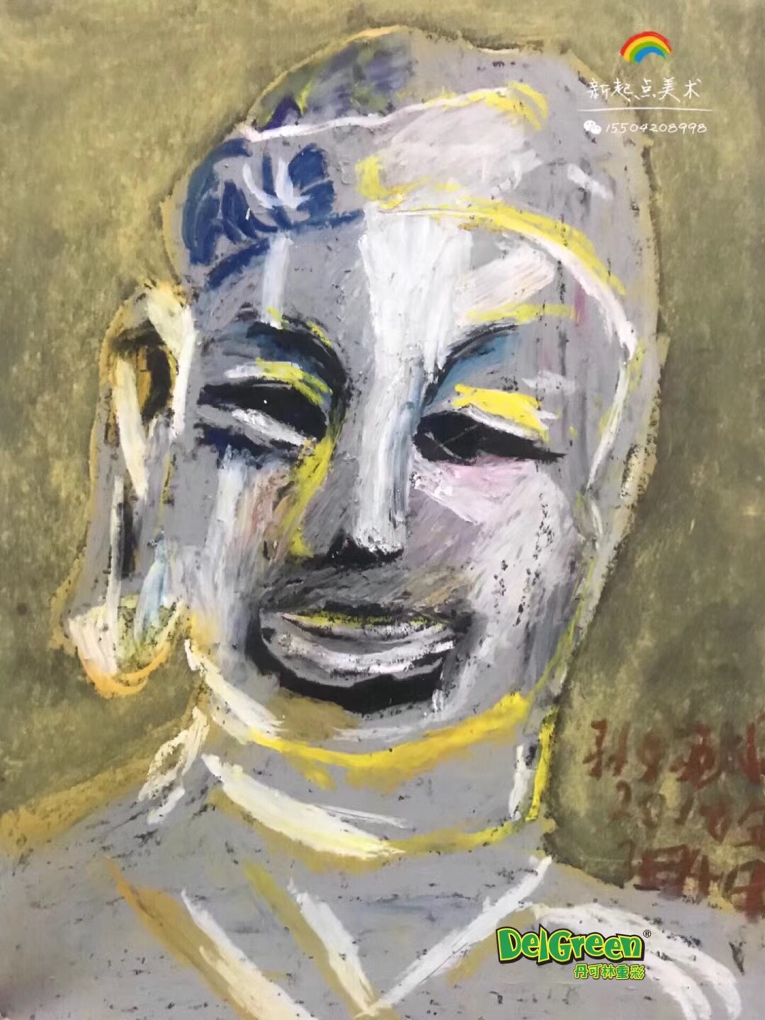 重彩油畫棒作品分享——佛頭像