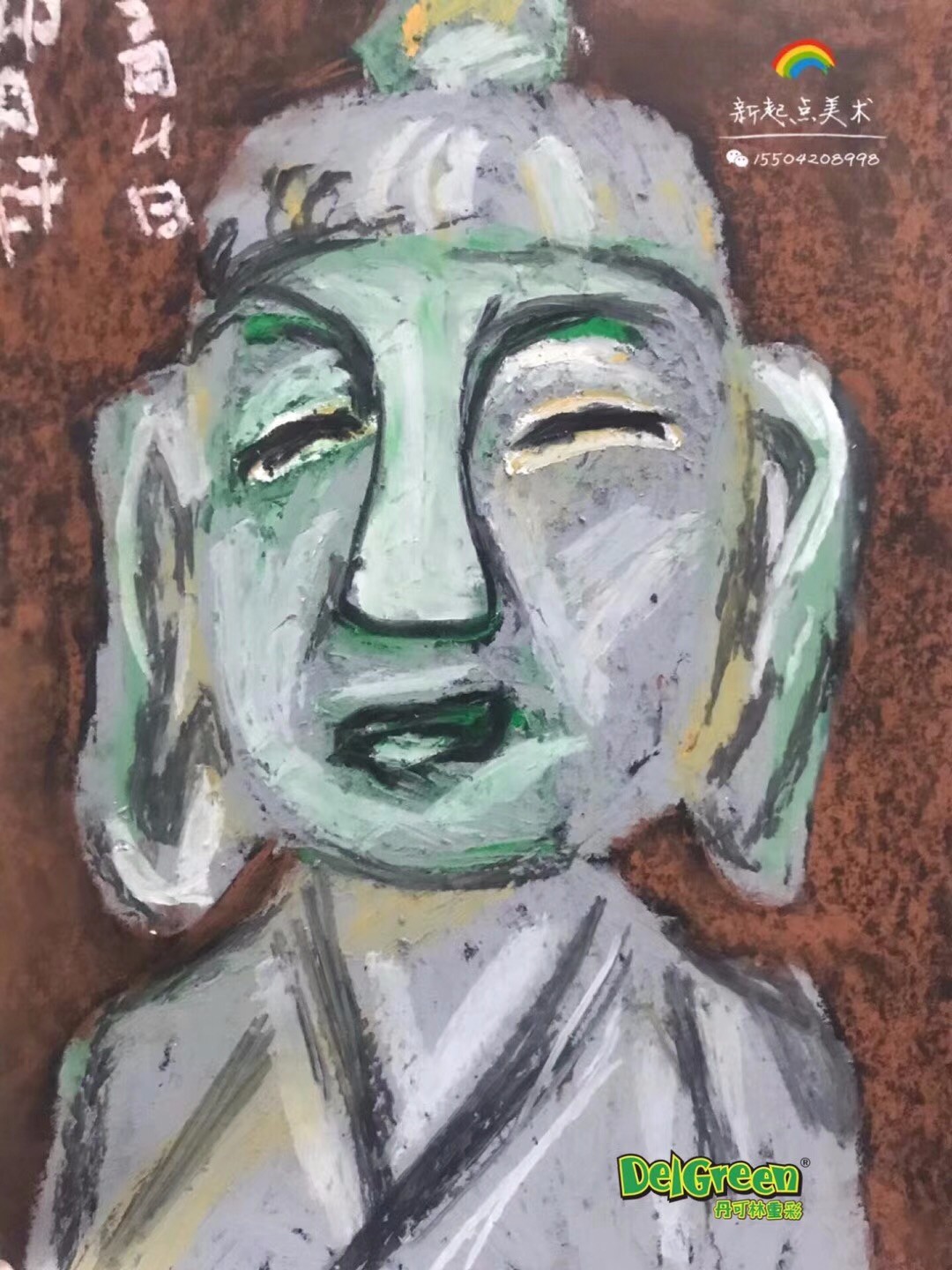 重彩油畫棒作品分享——佛頭像