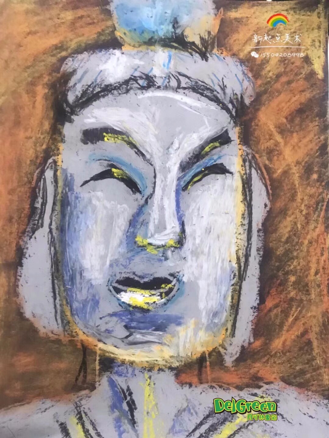 重彩油畫棒作品分享——佛頭像