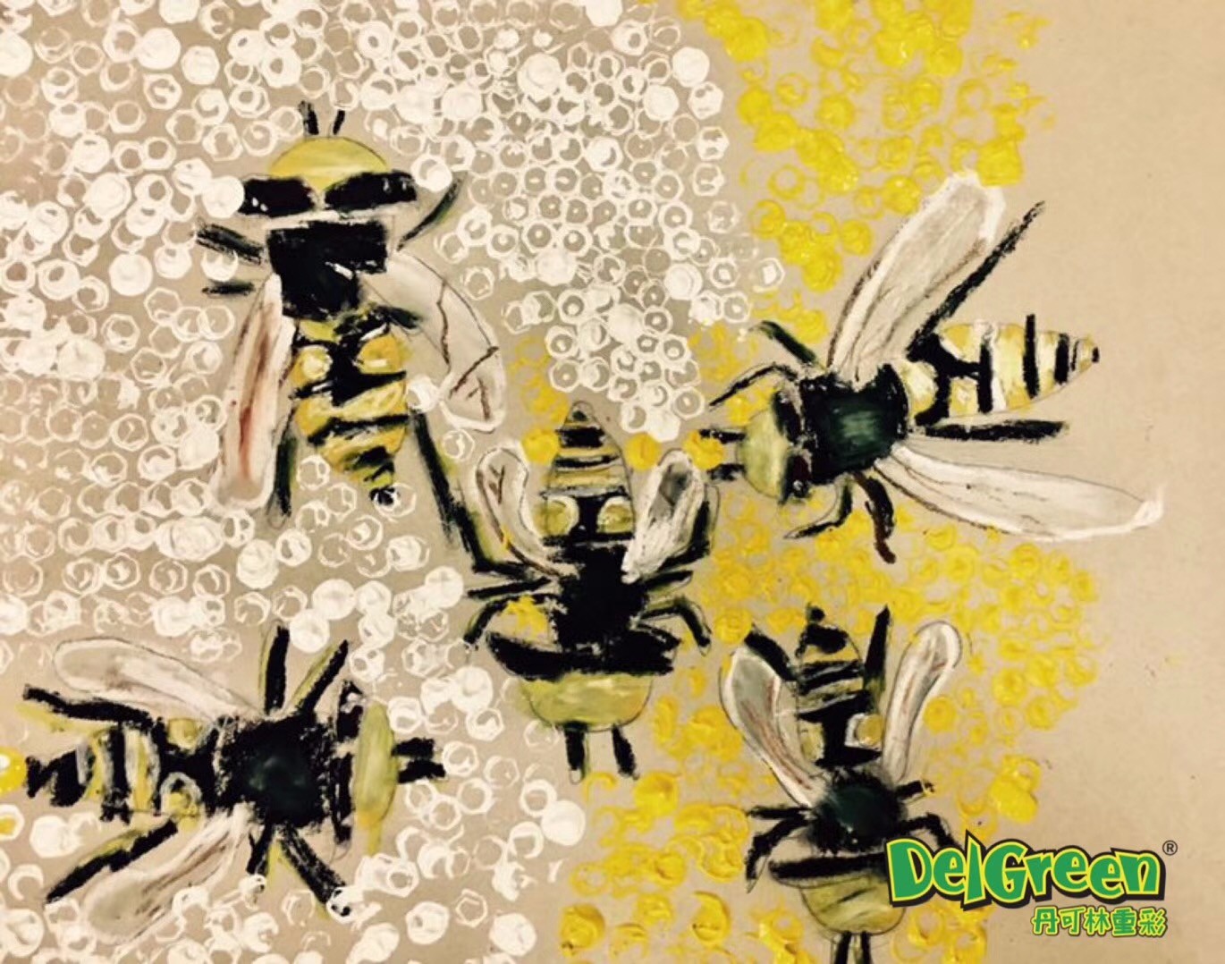 重彩油畫棒蜜蜂寫生作品