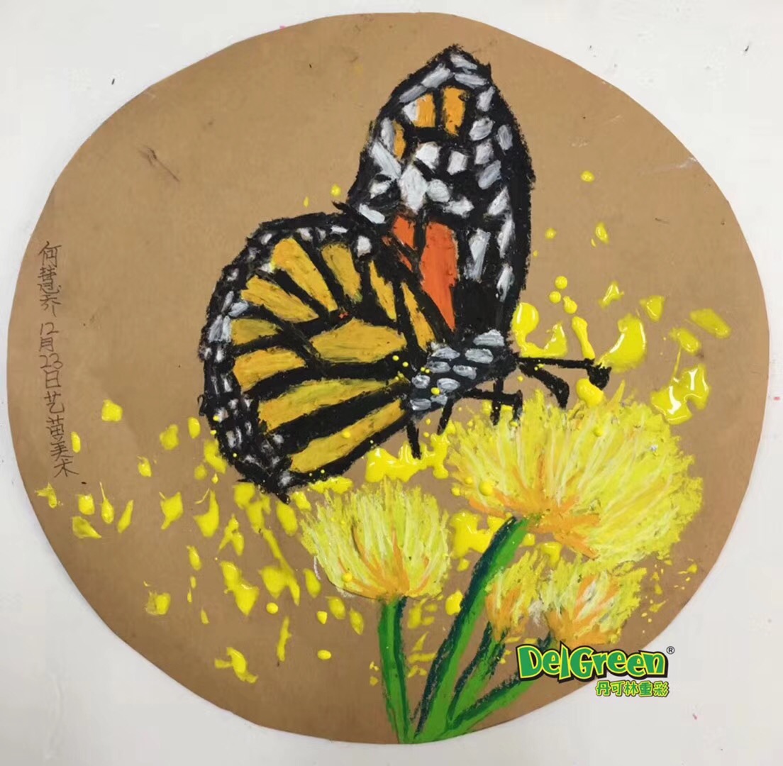 重彩油畫棒作品之蝴蝶