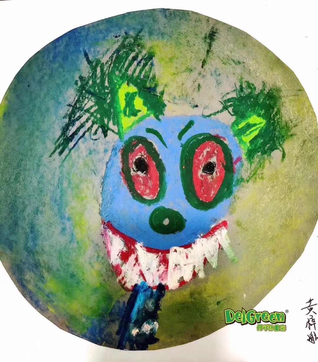 重彩油畫棒作品__“丑陋”的鬣狗（5）