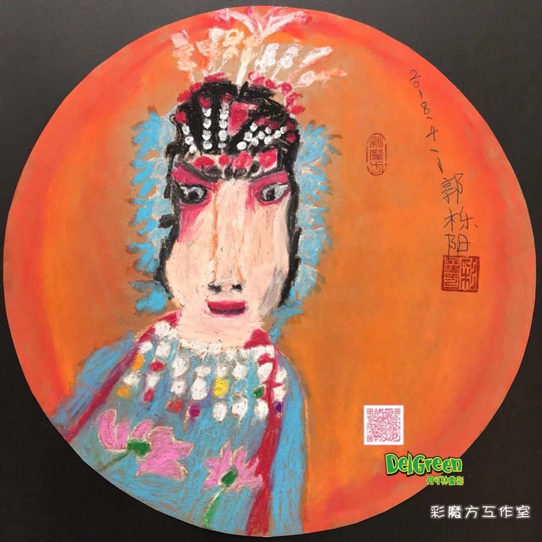 重彩油畫棒作品__生旦凈末丑之旦（7）