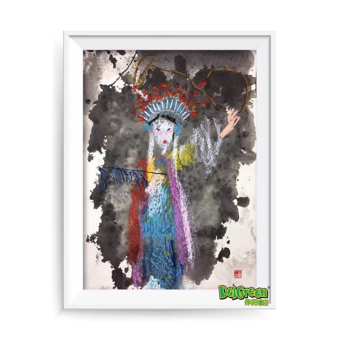 重彩油畫棒作品__京劇人物（1）