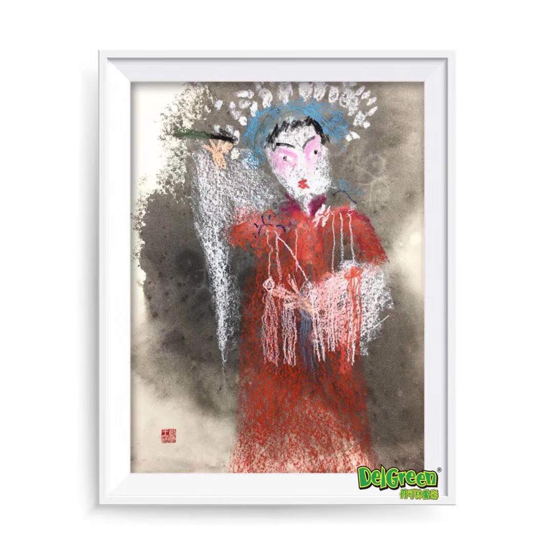 重彩油畫棒作品__京劇人物（6）