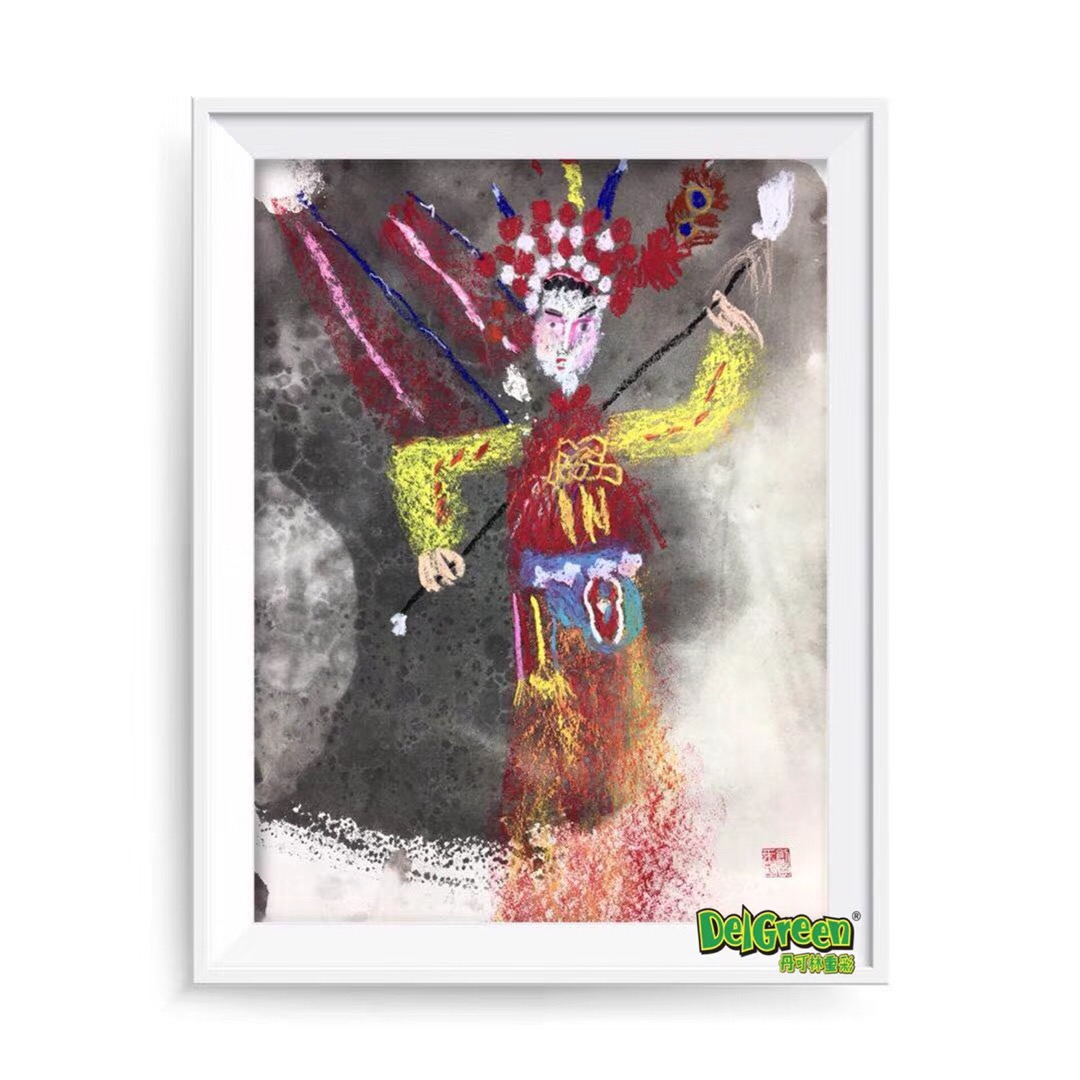 重彩油畫棒作品__京劇人物（8）