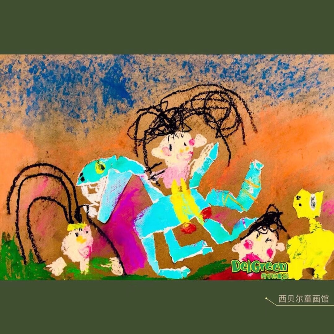 重彩油畫棒作品__撕貼與重彩油畫棒的完美結合（1）