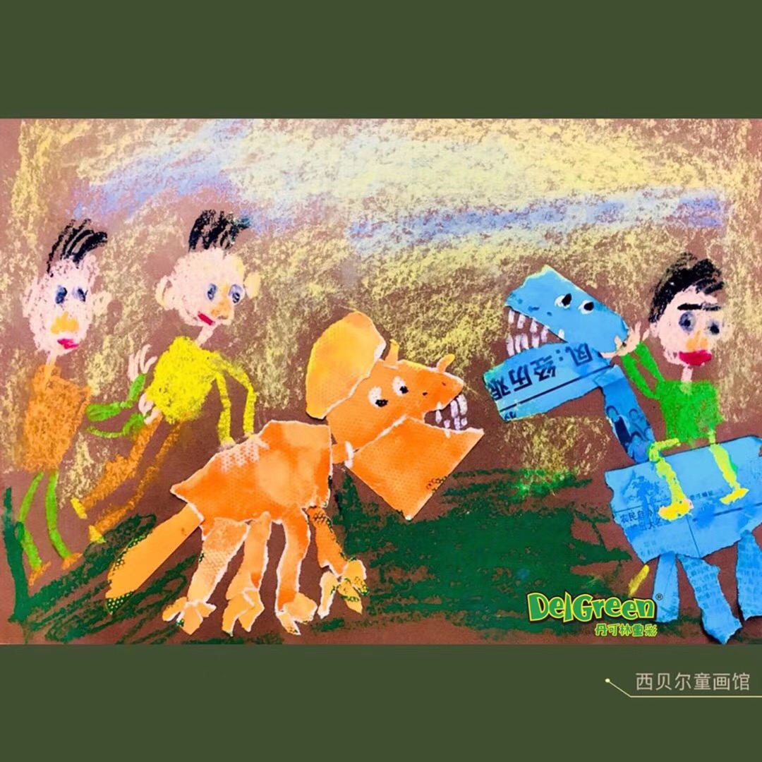 重彩油畫棒作品__撕貼與重彩油畫棒的完美結合（7）
