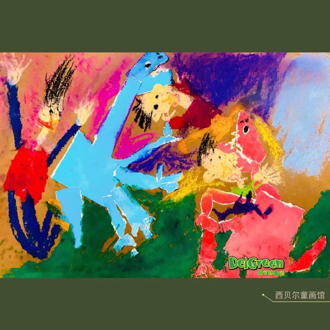重彩油畫棒作品__撕貼與重彩油畫棒的完美結合（6）