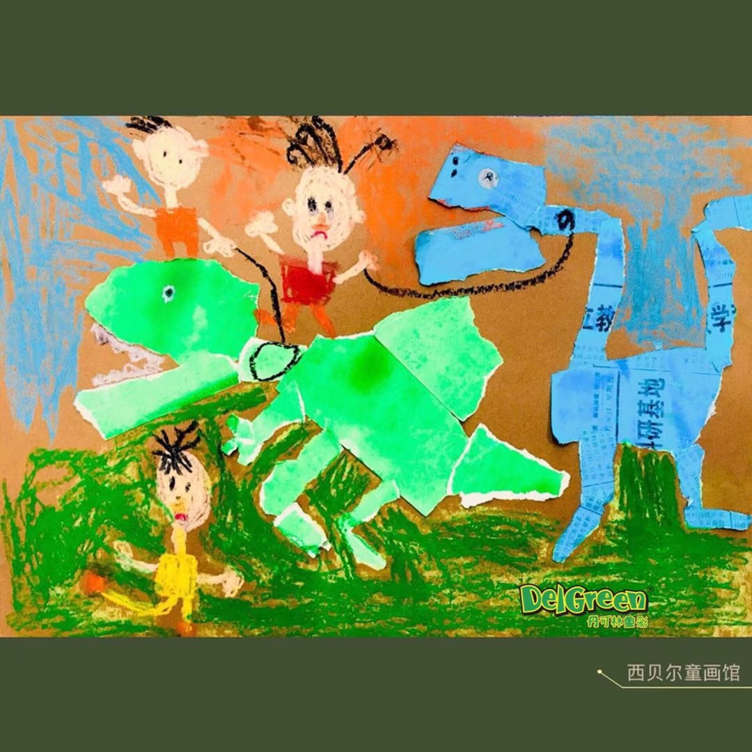 重彩油畫棒作品__撕貼與重彩油畫棒的完美結合（3）
