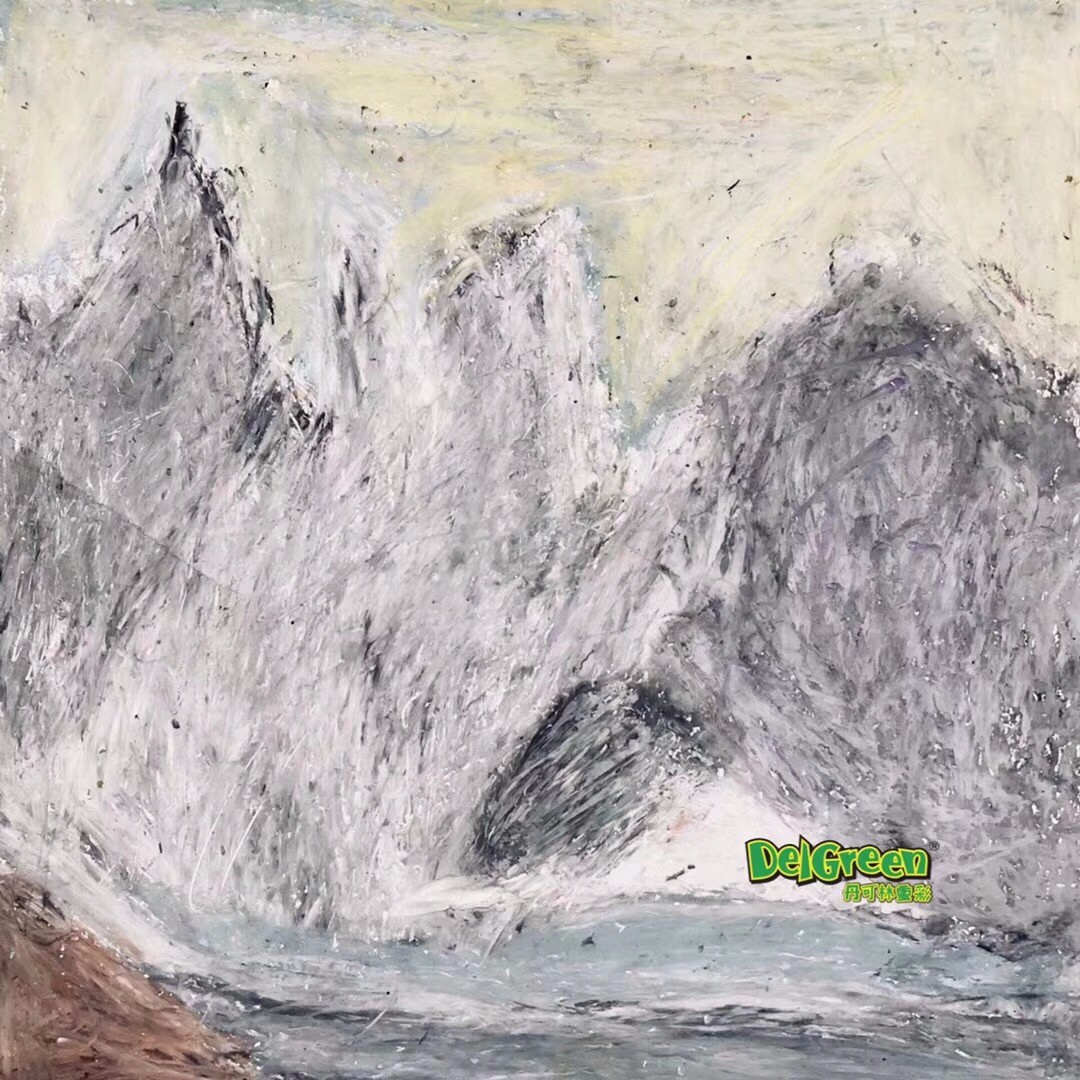 重彩油畫棒作品__山峰（1）