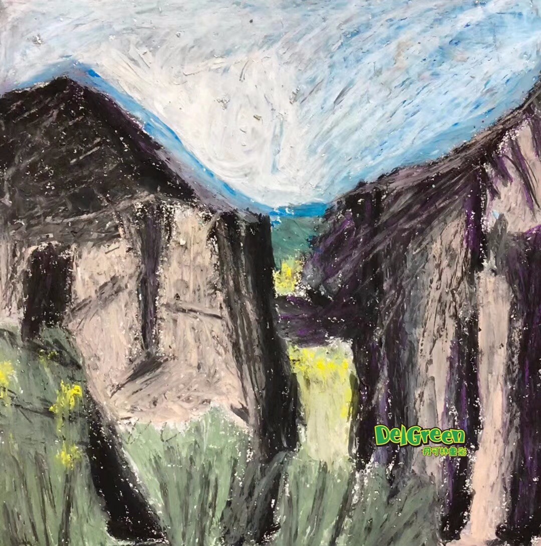 重彩油畫棒作品__山峰（8）