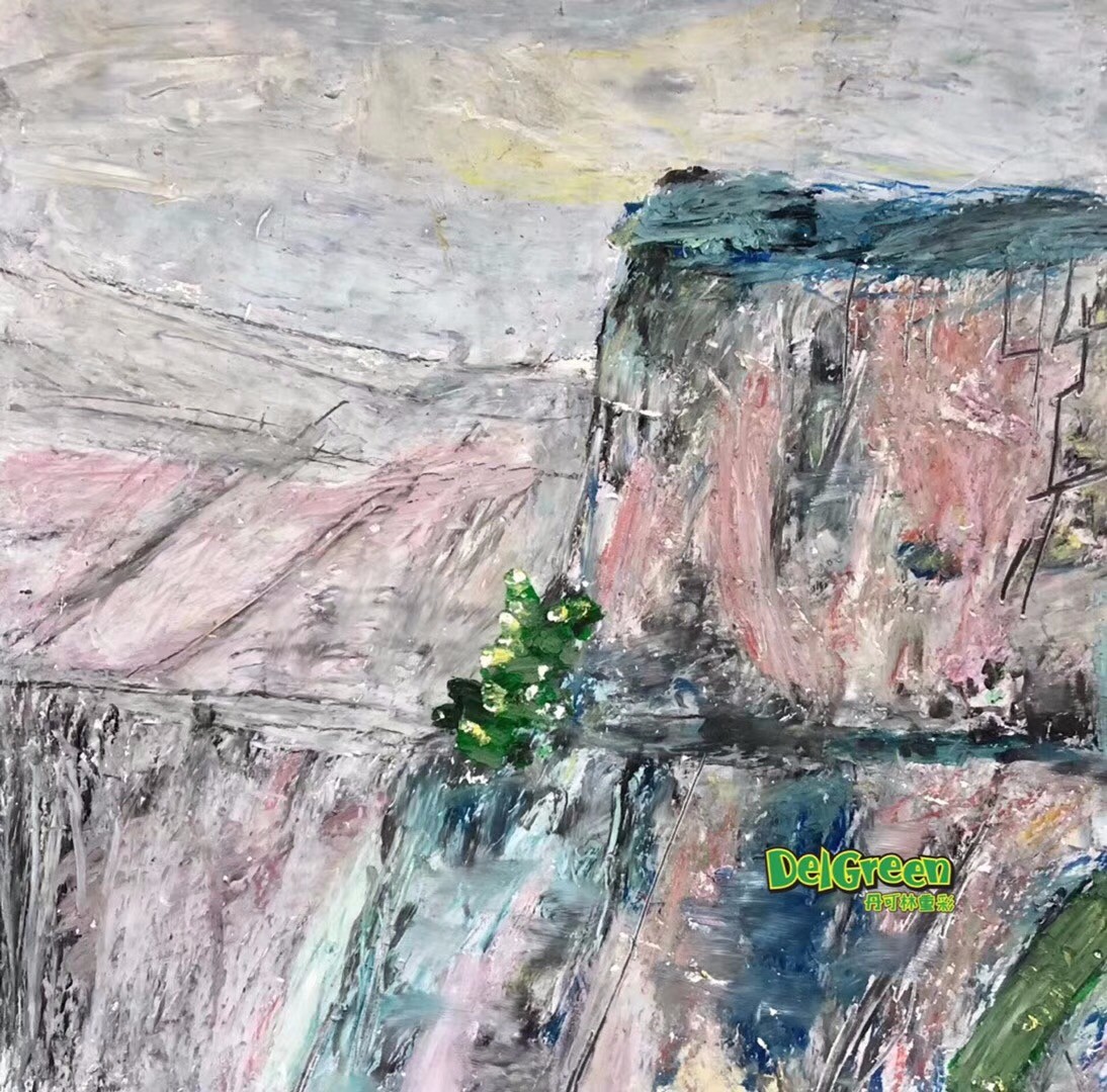 重彩油畫棒作品__山峰（5）