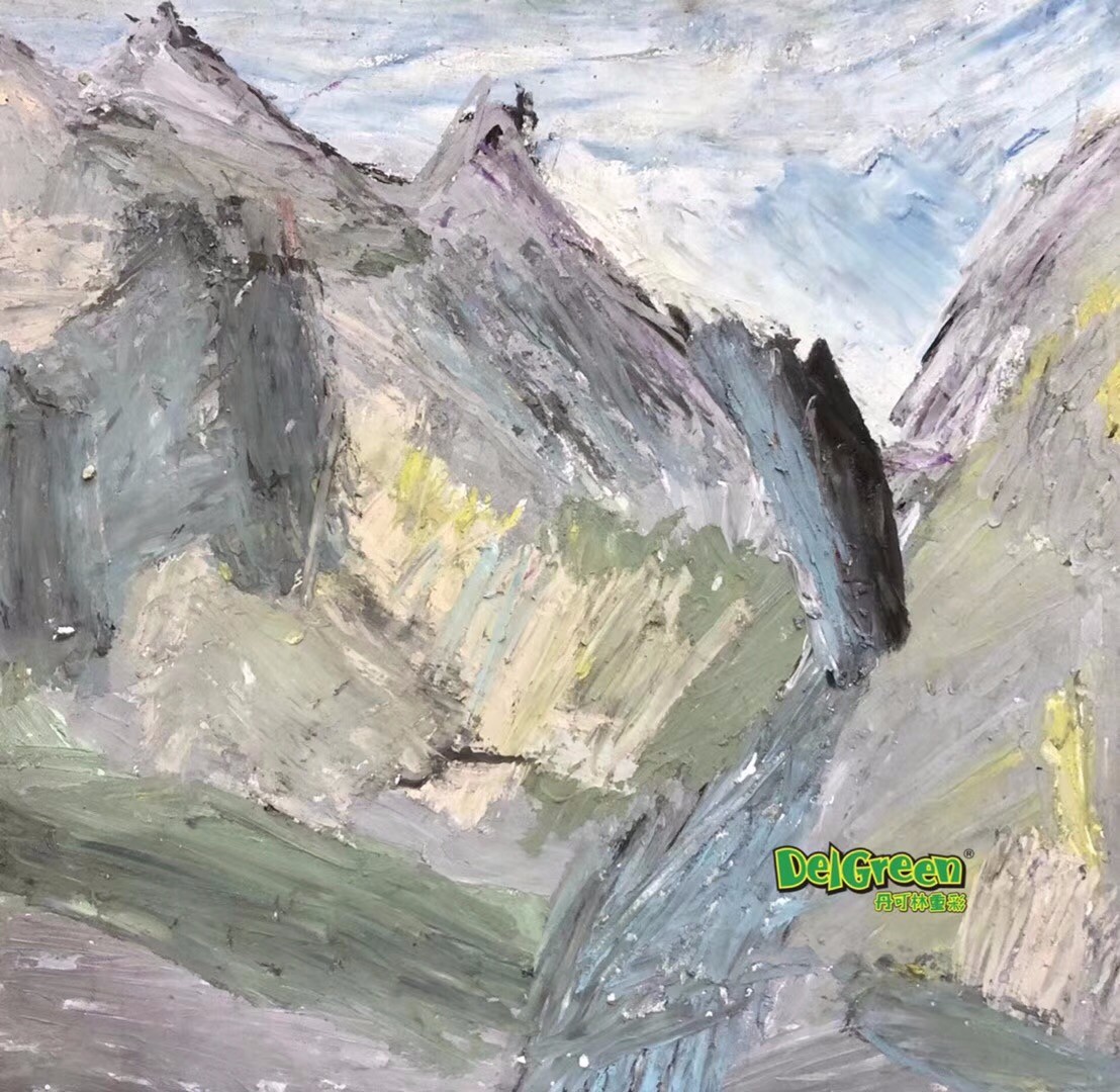 重彩油畫棒作品__山峰（6）
