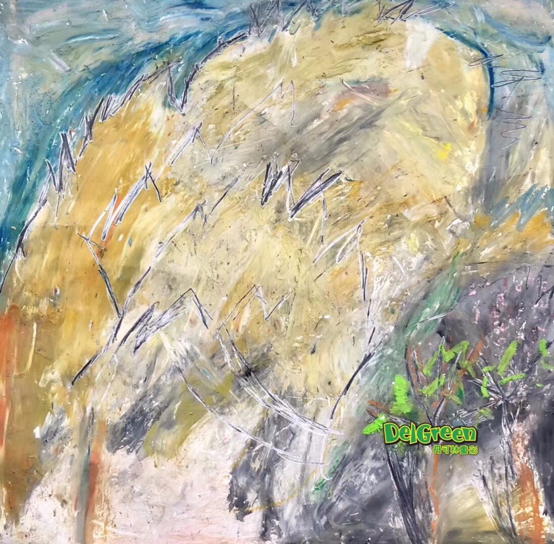 重彩油畫棒作品__山峰（3）