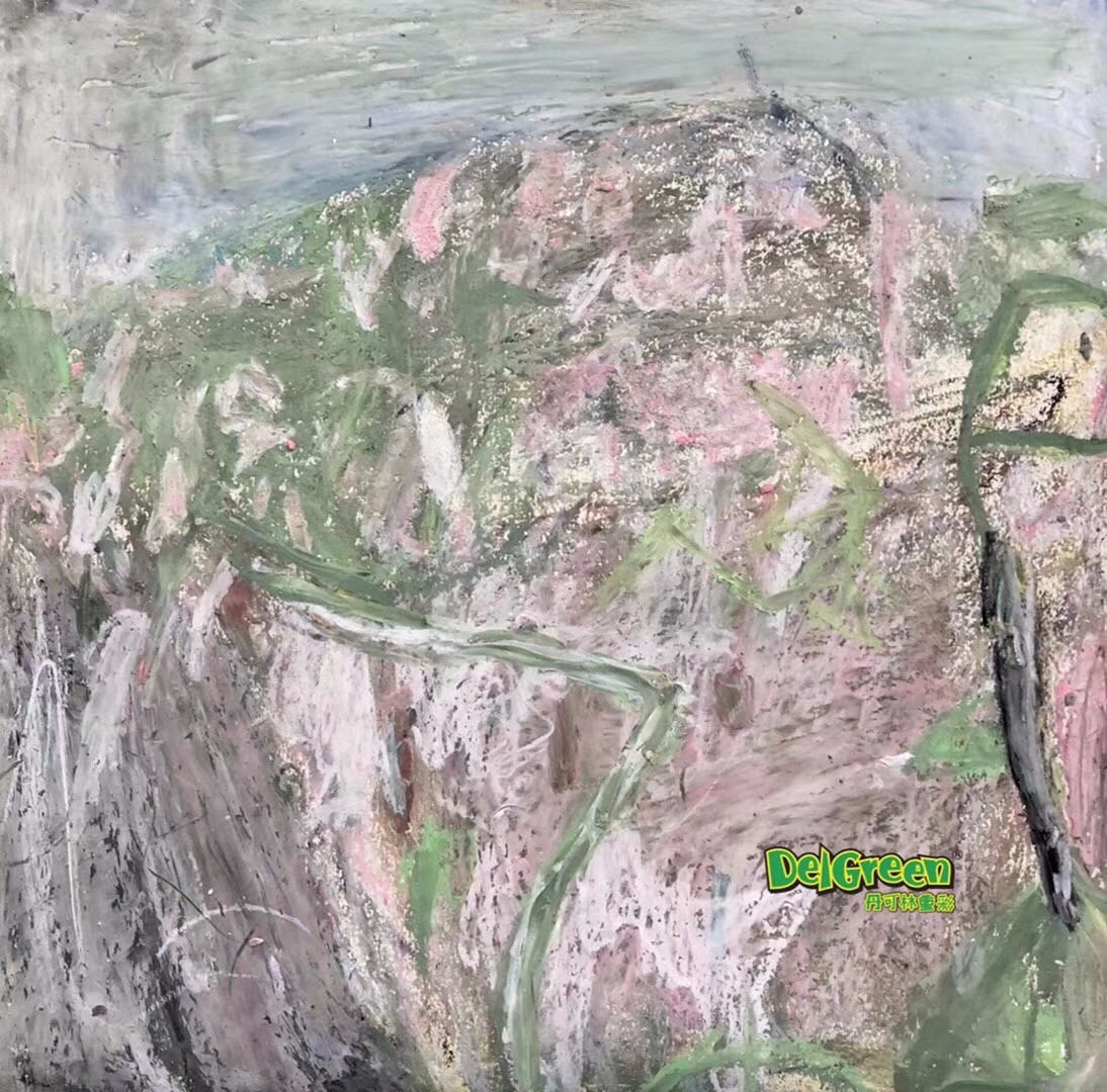 重彩油畫棒作品__山峰（9）