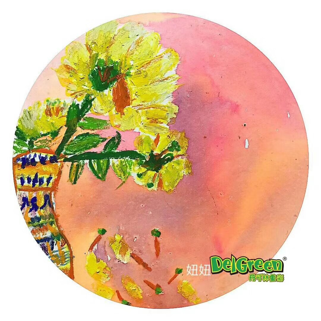 重彩油畫棒作品__瓶花（6）