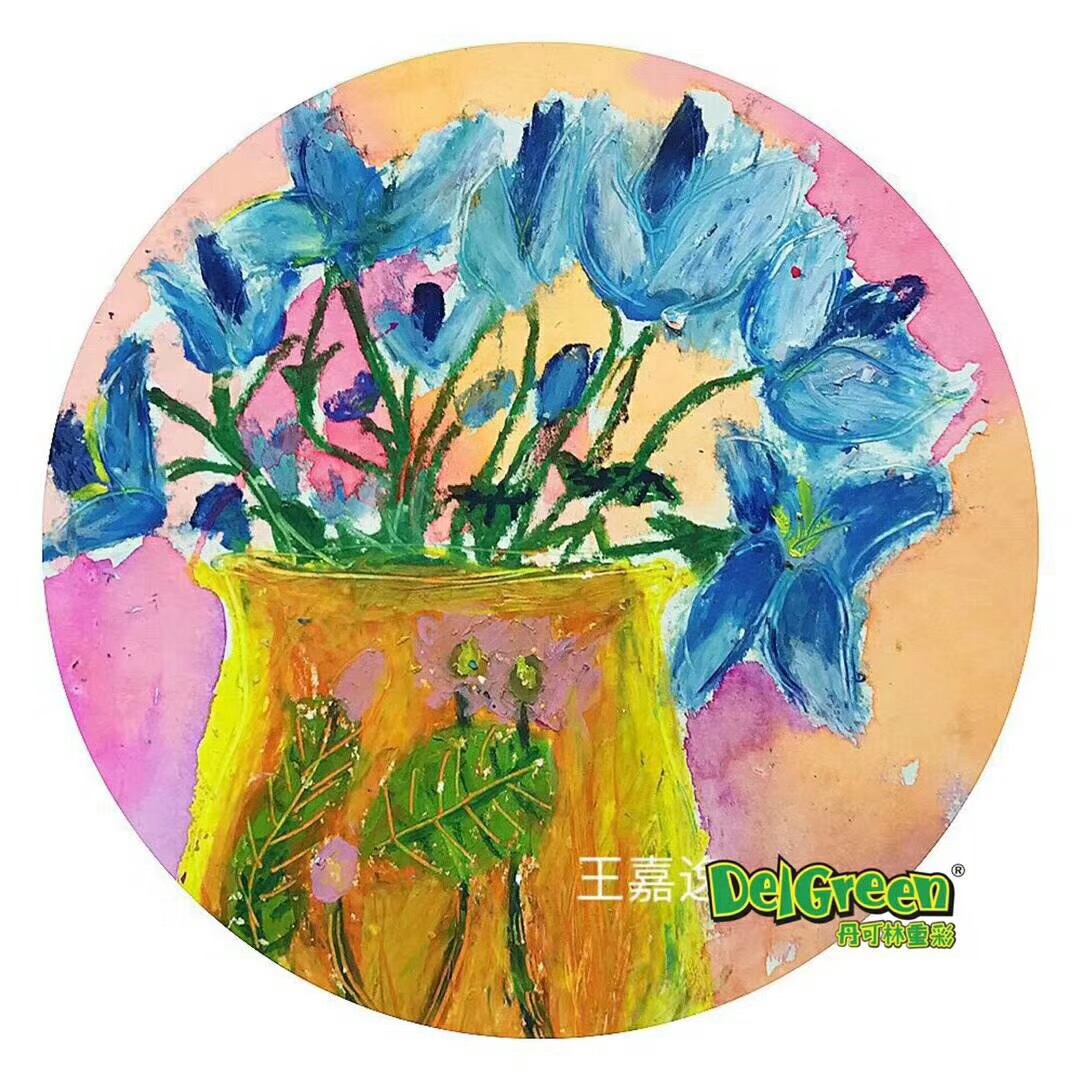 重彩油畫棒作品__瓶花（4）