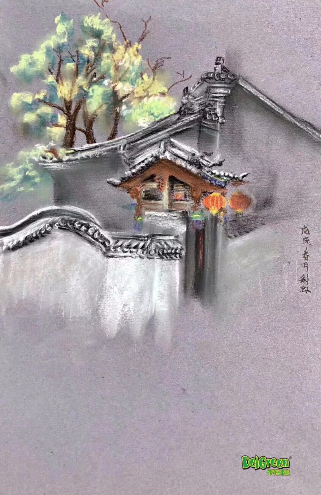 重彩油畫棒作品__”山水有約，走進平遙“，全國校外少兒美術老師寫生作品（2）