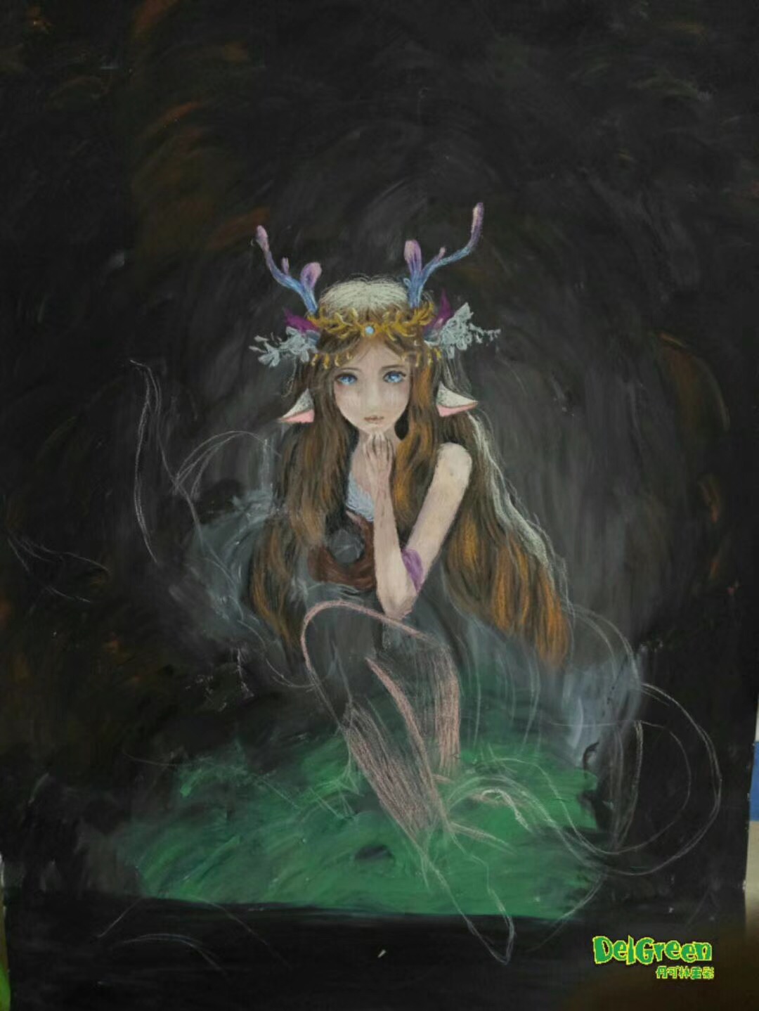重彩油畫棒教程_仙女，第一步