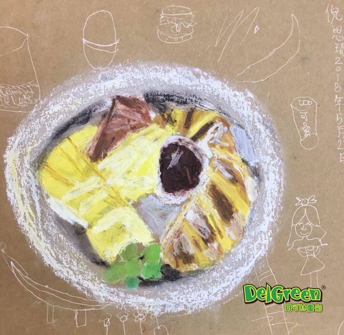 重彩油畫棒作品__孩子們的早餐（2）