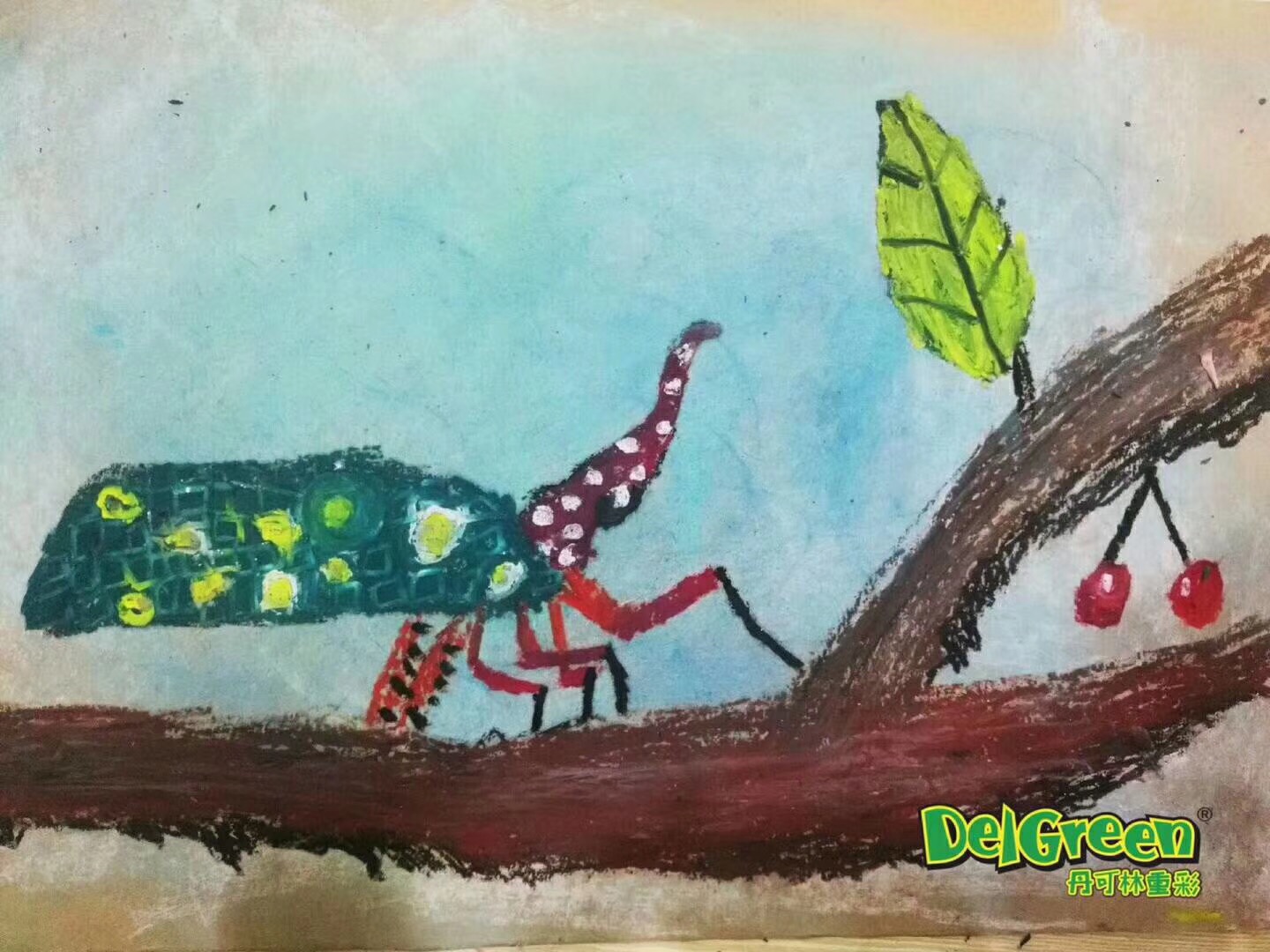 重彩油畫棒作品__獨角仙（6）