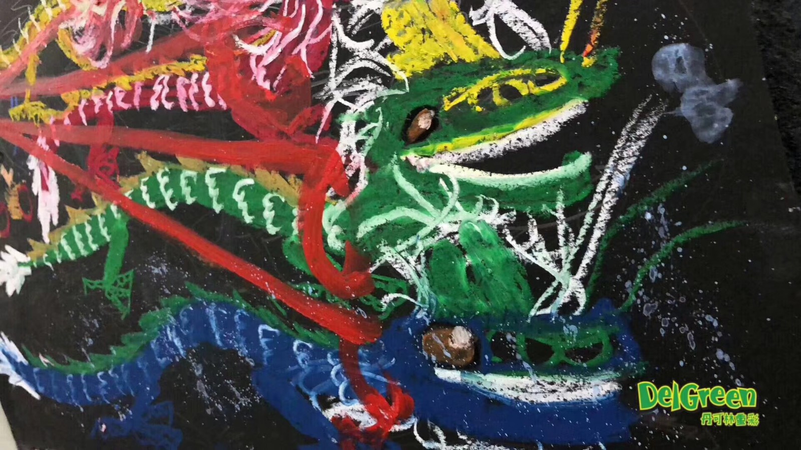 優秀兒童油畫棒作品，用油畫棒重溫兒時經典的哪吒鬧海(4)