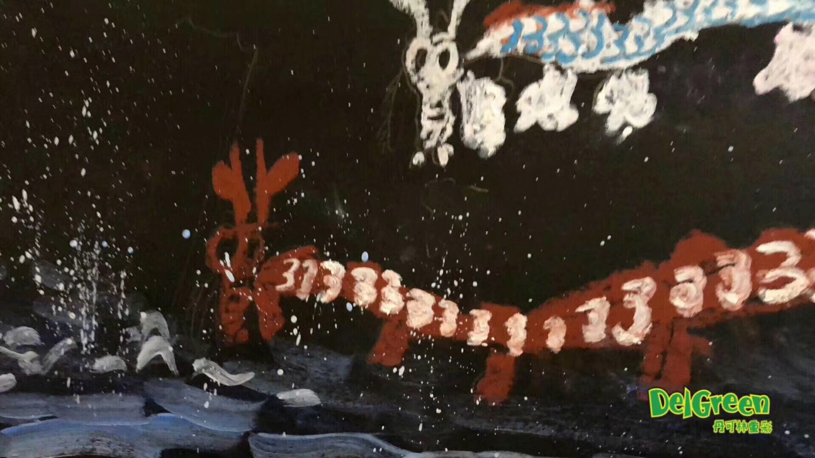 優秀兒童油畫棒作品，用油畫棒重溫兒時經典的哪吒鬧海(7)
